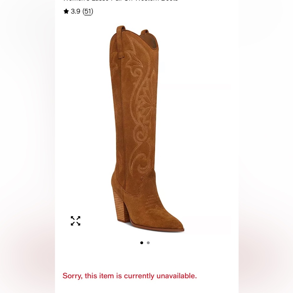 Steve Madden Lasso Pointed Toe Chunky Heel Knee-high Brown Cowboy Boots 8 - Picture 8 of 15